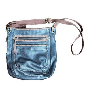The Sak Purse Shoulder Bag Crossbody Brown Leather Two Tone